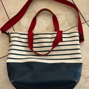 L. L . Bean Canvas Tote Bag with Red Handles